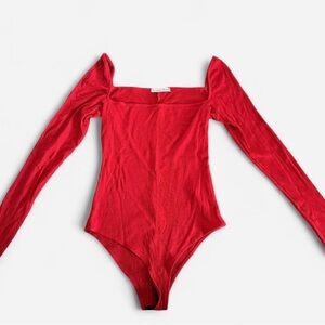 Reformation Red Long Sleeve Bodysuit